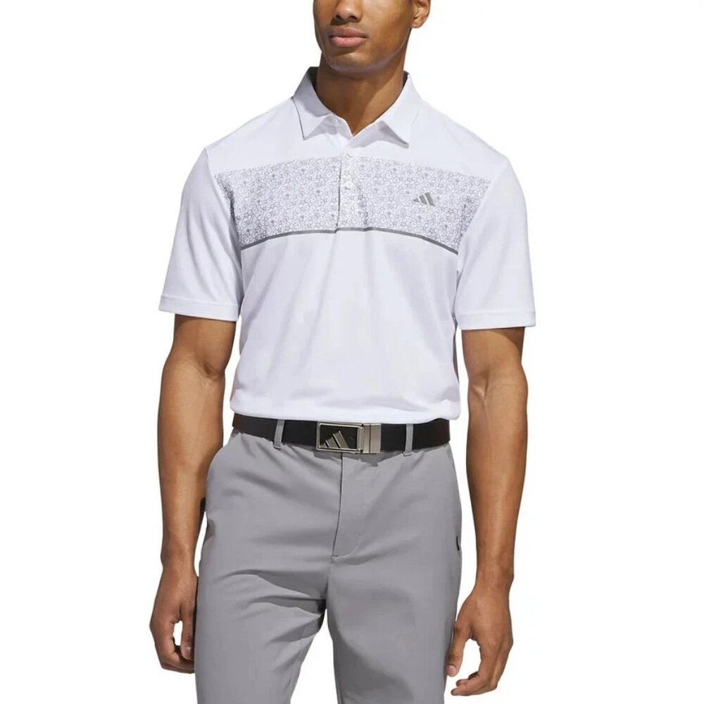Adidas Men's Regular Fit 3-Button Placket Golf Polo, White, Size XL New
